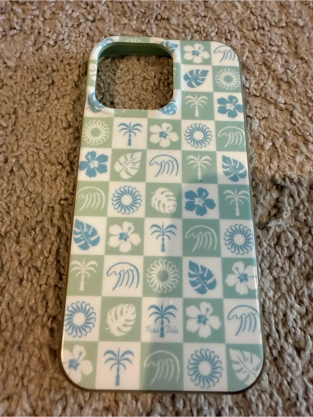 Aqua & White Tropical Pattern Phone Case